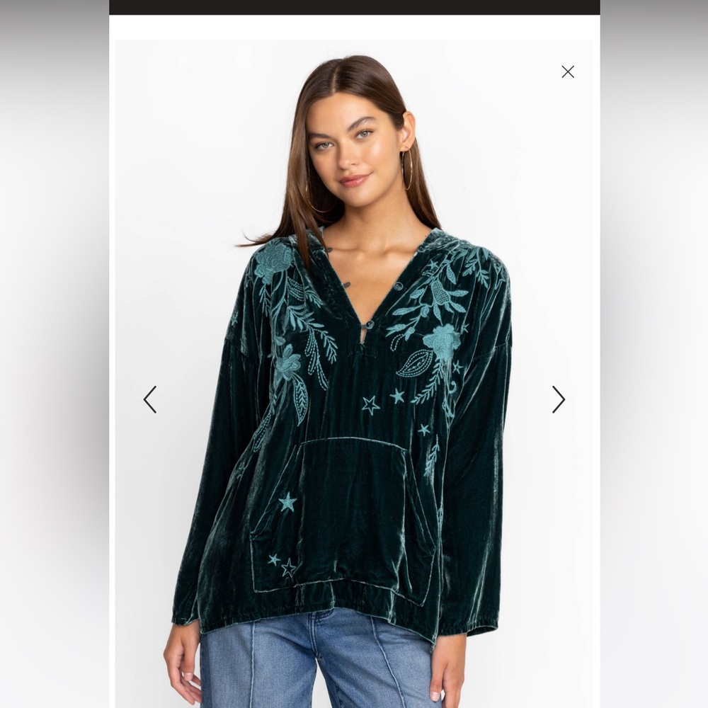 Johnny Was Beautiful Frankie velvet hoodie small NWT exquisite embroidery